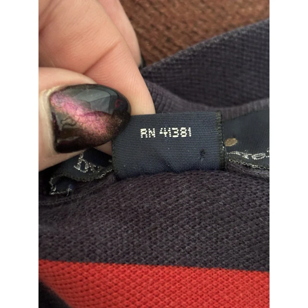 Vintage Ralph Lauren Striped Polo 🐎 Navy Red XL‎ Classic Pique